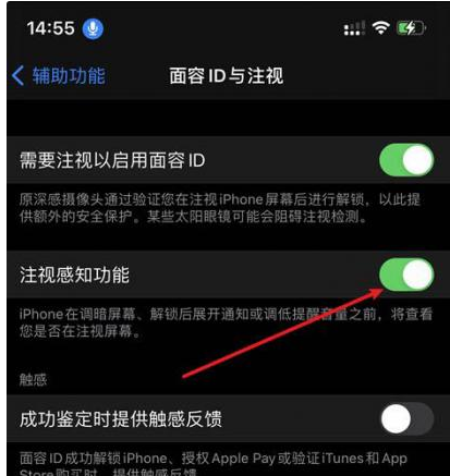 天等苹果14维修网点分享iPhone14注视感知功能有什么用 